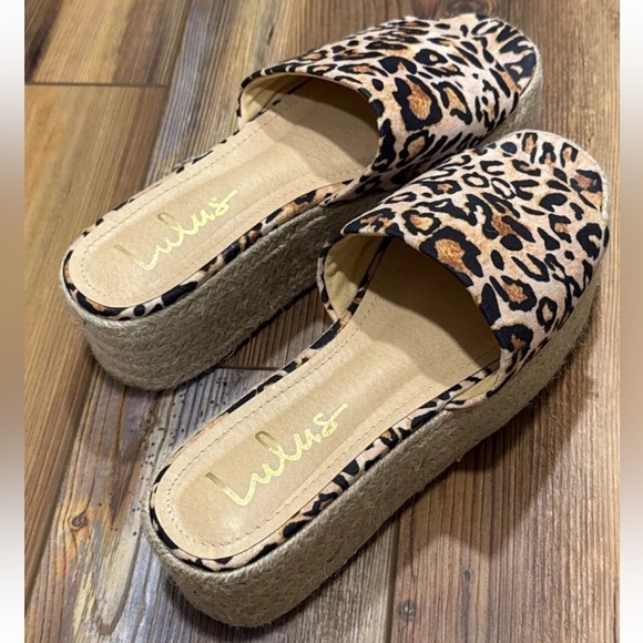 LULU’S Leopard Print Espadrille Platform Sandals Size 8 - Picture 8 of 13